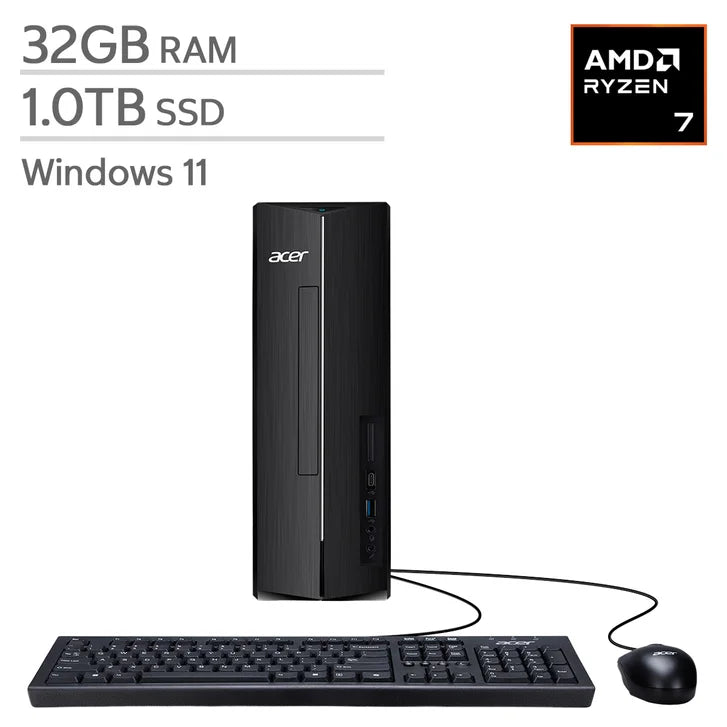 Acer Aspire Slim Desktop, AMD Ryzen 7 7730U - 32GB RAM, 1TB SSD