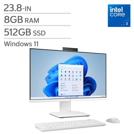 ASUS 23.8-in All-in-One Desktop, Intel Core i3-1315U - 8GB RAM, 512 GB SSD