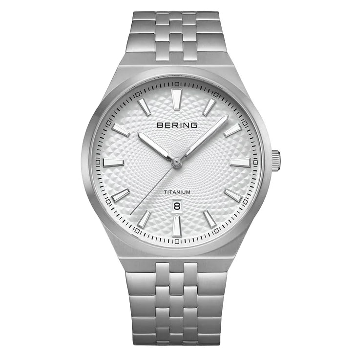 Bering Titanium White Silver-tone Guilloche Dial Men's Watch product image 1