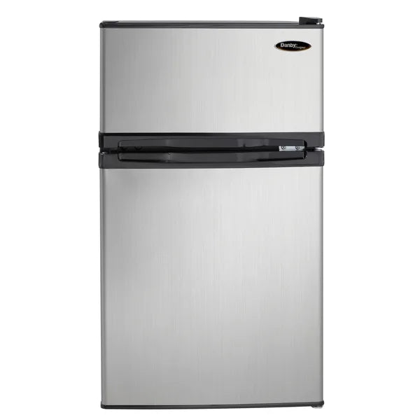 Danby Designer 3.1 cu. ft. Dual Door Compact Fridge with Freezer in Stainless-steel Look product image 1