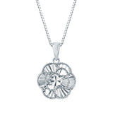 Diamond Cut Floral Pendant in White Gold product image 1