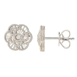 Diamond Cut Textured Flower Stud Earrings in White Gold product image 3