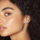 Diamond Cut Textured Flower Stud Earrings in White Gold product image 5