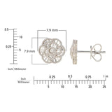 Diamond Cut Textured Flower Stud Earrings in White Gold product image 6