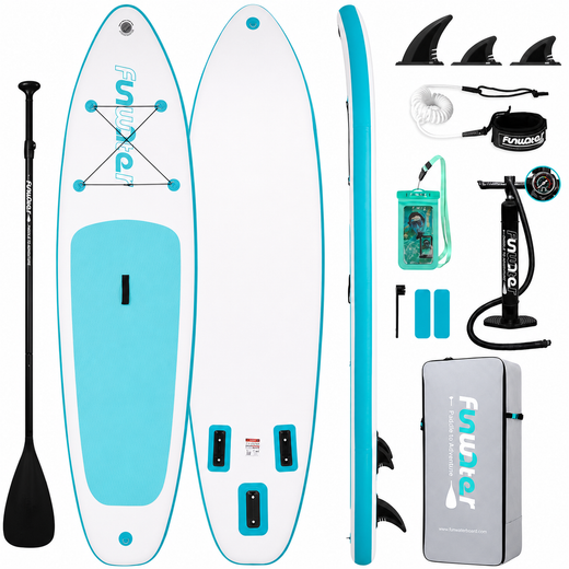 FunWater 10 ft 6 in Inflatable Stand Up Paddle Board Set – Sky Blue