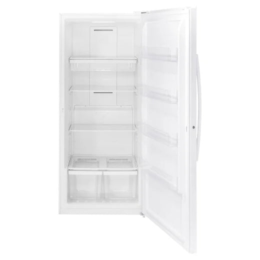 GE 21.3 cu. ft. White Upright Freezer with Exterior Adjustable Temperature Control