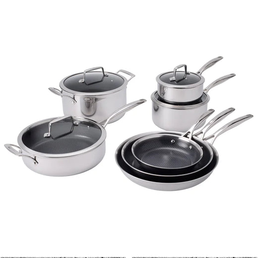 HENCKELS Paradigm Hybrid Ceramic Non-Stick Tri-ply Clad Cookware Set, 11-piece