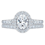 Oval Cut and Round Brilliant Diamond Halo Wedding Set (1.85 ctw) product image 3