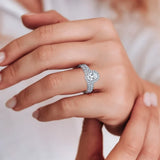 Oval Cut and Round Brilliant Diamond Halo Wedding Set (1.85 ctw) product image 4