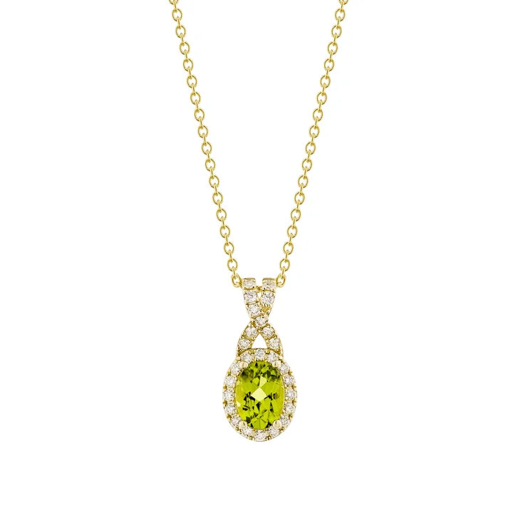Oval Cut Peridot and Diamond Pendant (0.19 ctw) product image 1