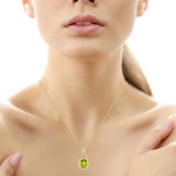 Oval Cut Peridot and Diamond Pendant (0.19 ctw) product image 4