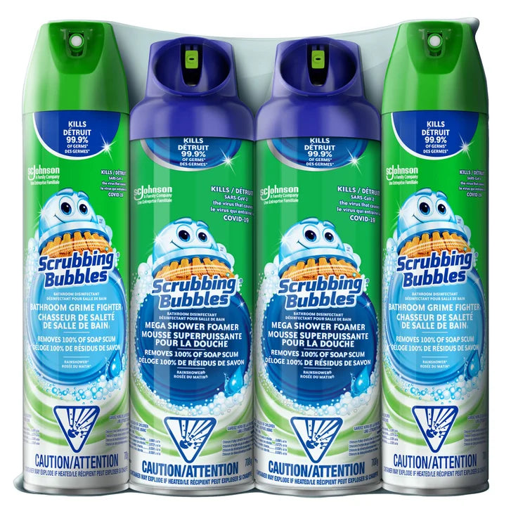 Scrubbing Bubbles Mega Shower Foamer and Bathroom Cleaner Aerosol Combo 4 x 708 g product image 1