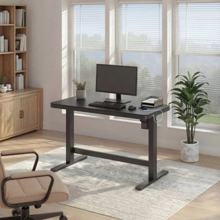 Tresanti Tessa 119.4 cm (47 in.) Adjustable Height Desk with LED Lighting, Black